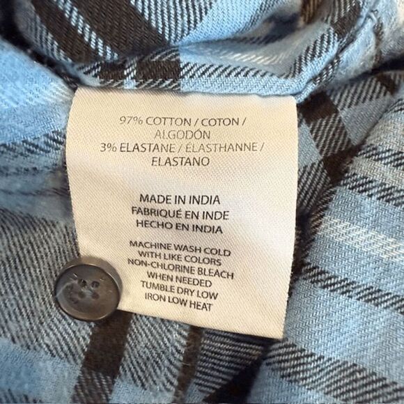 O'Neill Redmond Flannel Shirt Blue Plaid Flat Front Button Pocket Size Medium - Picture 5 of 11